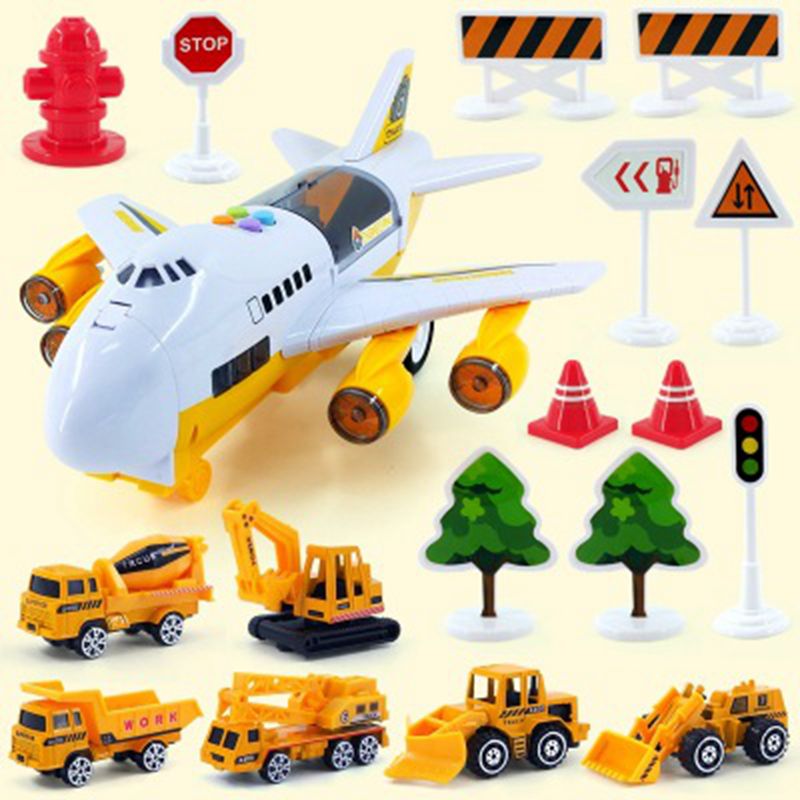 Jumbo® Avião e Carrinhos de Brinquedo c/ Luzes e Sons