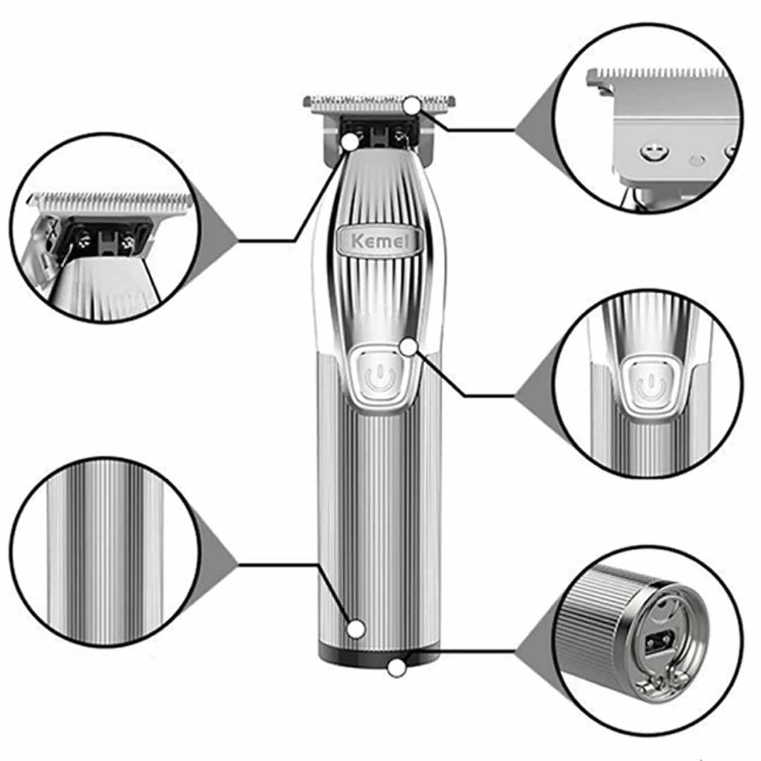 Aparador Barbeador e Máquina de Corte Kemei® Professional Silver