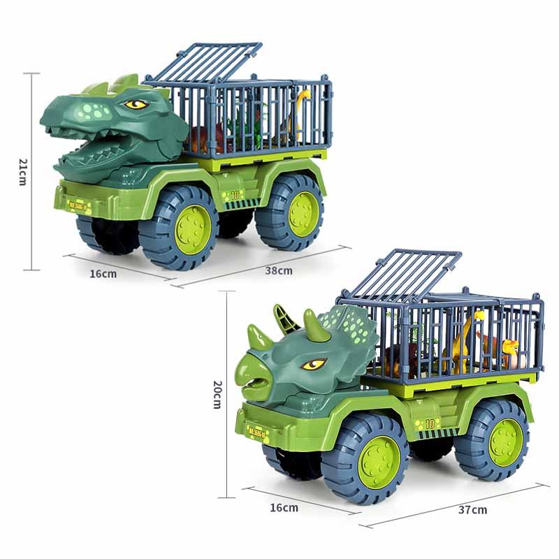 DinoCars ® Carrinho com Jaula Transporte de Dinossauro c/ 15 Dinossauros Miniatura