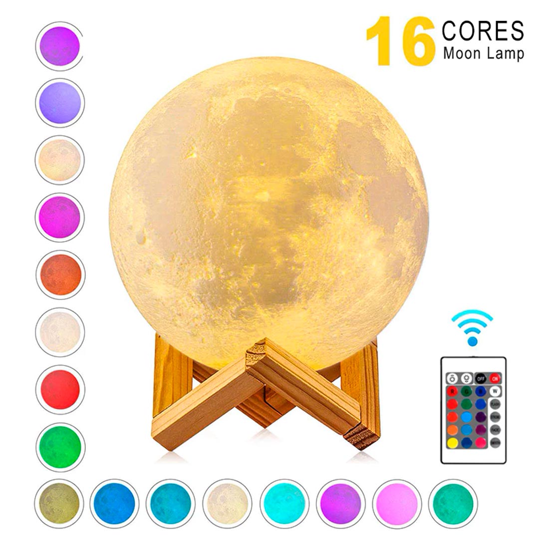 MoonLamp ® Luminária Lua 16 Cores