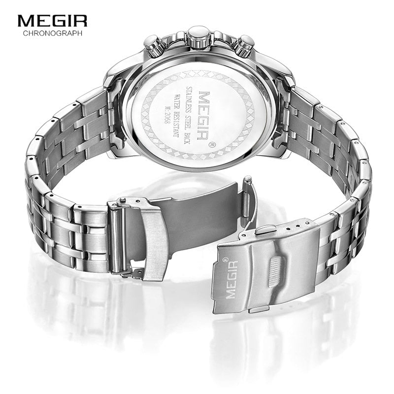 Relógio de Pulso Megir® 2068 Prata Preto Dourado