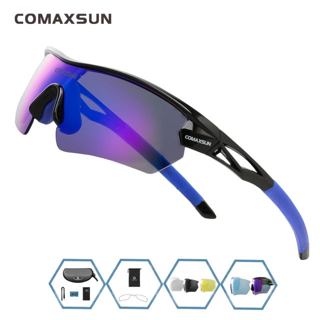 Óculos de Sol Polarizado COMAXSUN® Firebird Biker c/ Lentes Extras e Acessórios