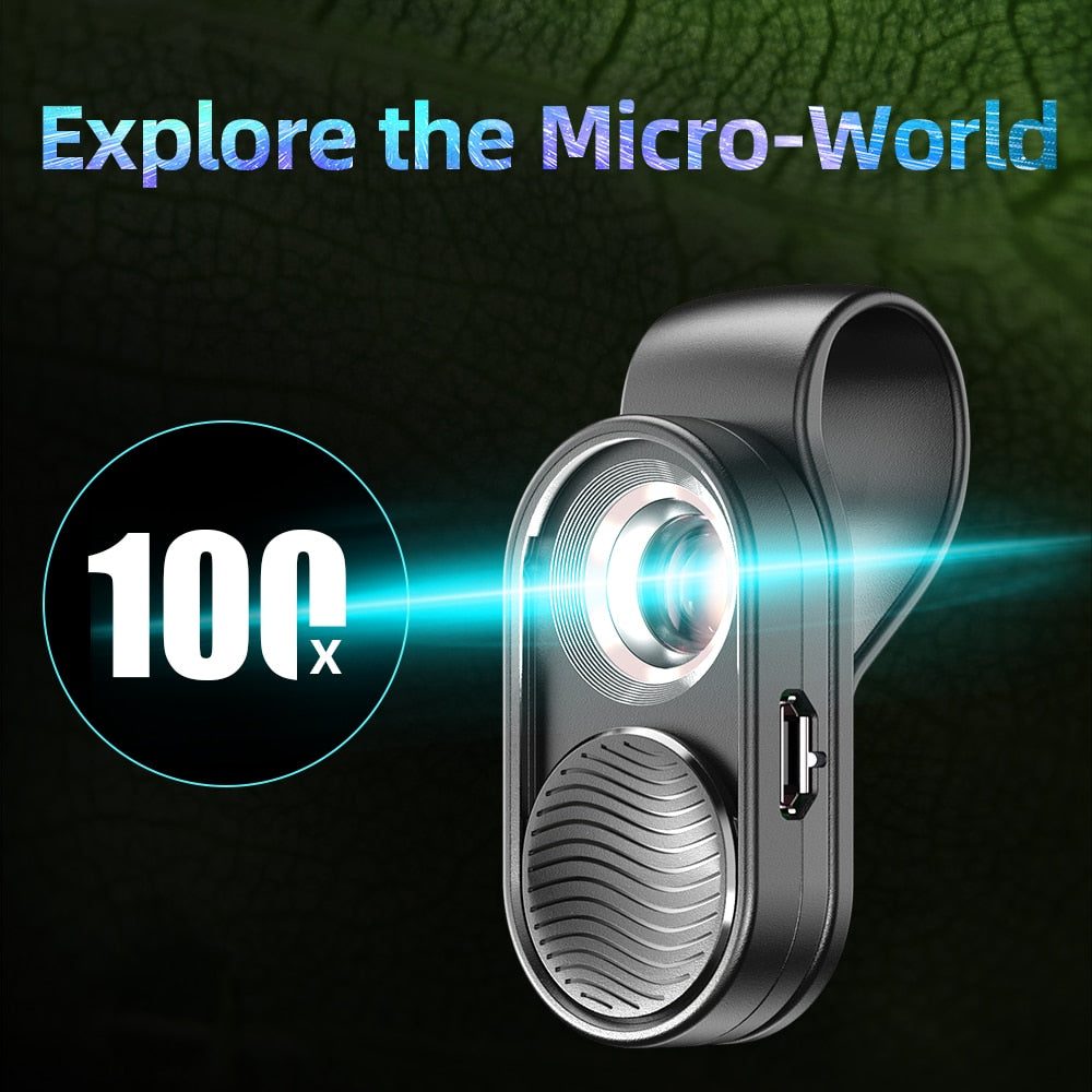 Apexel® Lente Microscópio Ampliadora LED 100x p/ Celular