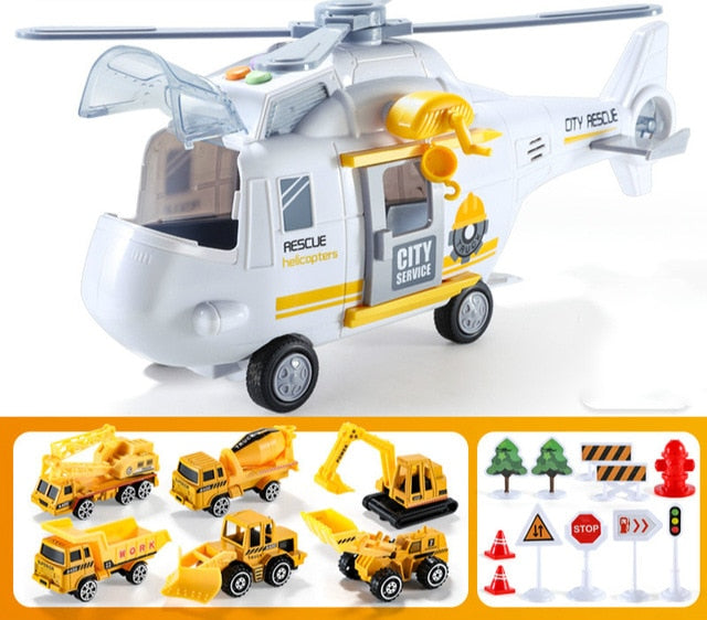 Resgate ® Helicóptero e Carrinhos de Brinquedo c/ Sons e Luzes