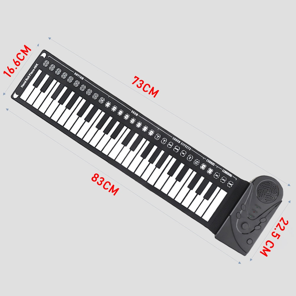 Teclado Piano Portátil Roll Up Flexível 49 Teclas