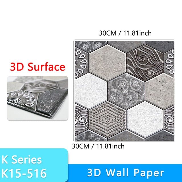 Decorativa ® Pastilha Adesiva Estilo Texturizado 3D - 10 Peças