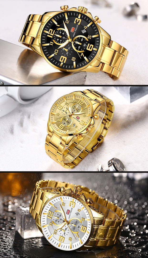 Relógio de Pulso Mini Focus® 0278 Quartz Golden Watch