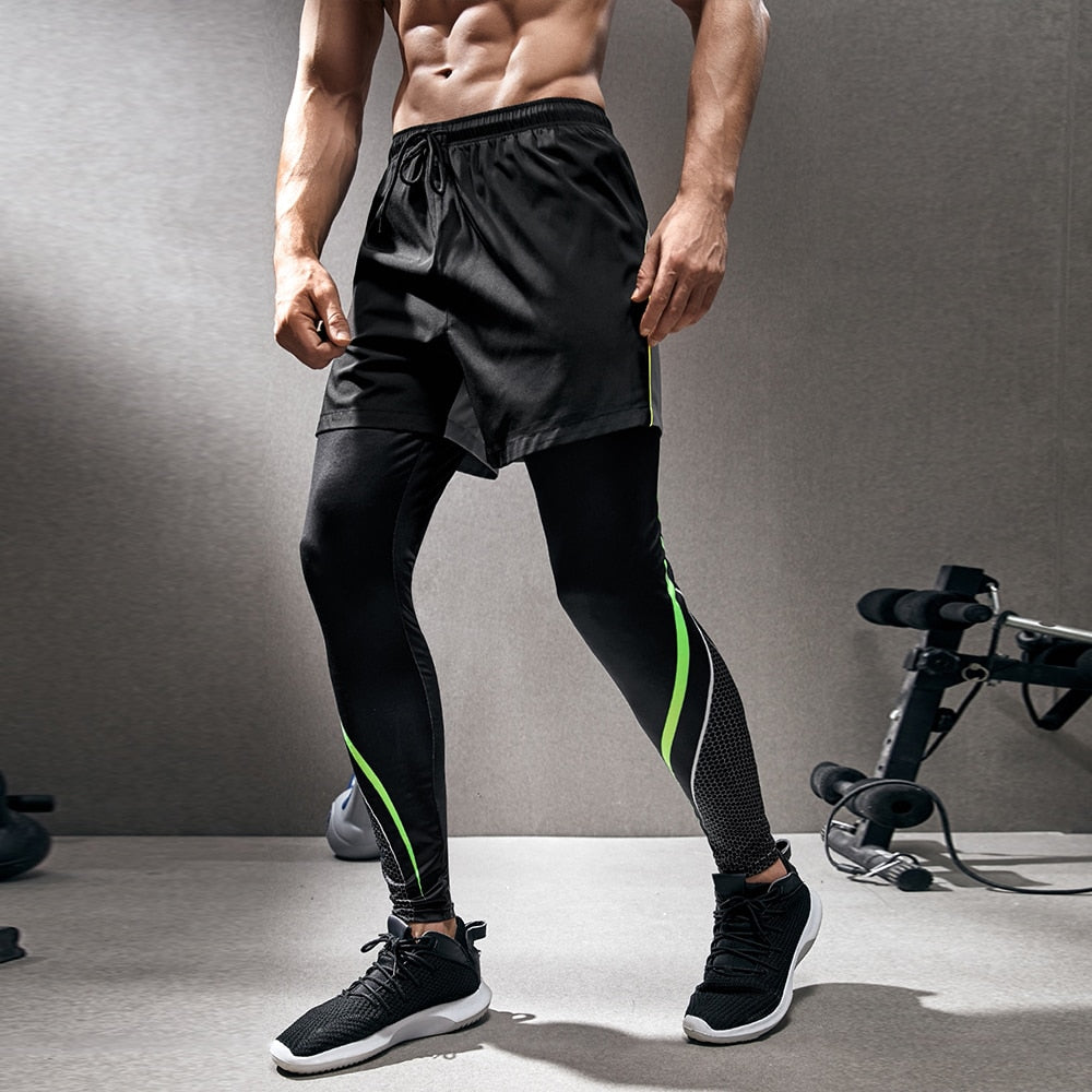 Short Masculino Legging Listrada Compressão Esportes Corrida Dry Fit 2 em 1