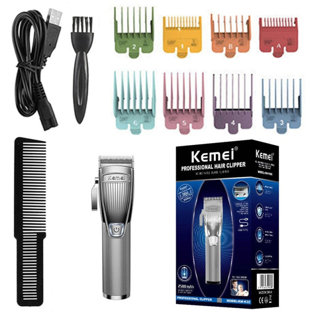 Aparador Barbeador e Máquina de Corte Kemei® Professional Silver