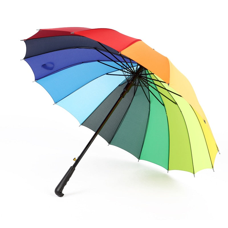 Guarda-Chuva Automático Colorido Arco-Íris Rainbow Cabo Ergonômico
