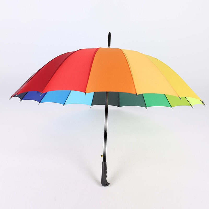Guarda-Chuva Automático Colorido Arco-Íris Rainbow Cabo Ergonômico